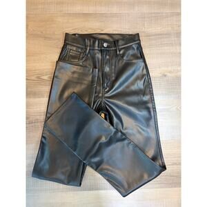 7 for all Mankind Black Faux Leather Pants Blk Women's Size 25